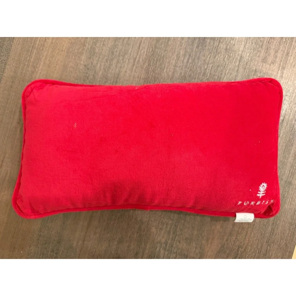 Furbish Studio Needlepoint Lumbar Pillow “No One Likes A Shady Beach” Pink Red